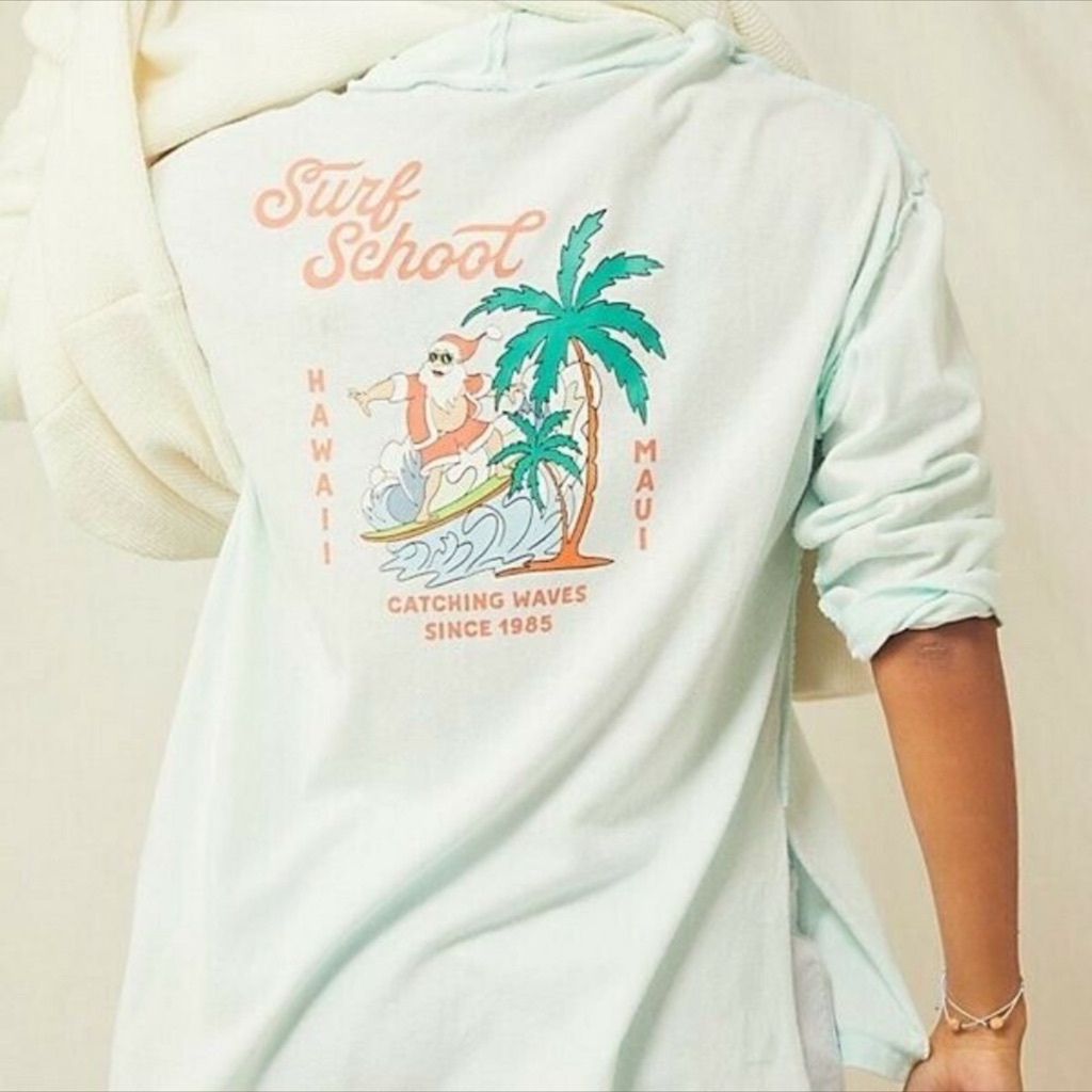 New Free People / We The Free Oversized Surf School L/S Tee Shirt Medium Z57-10